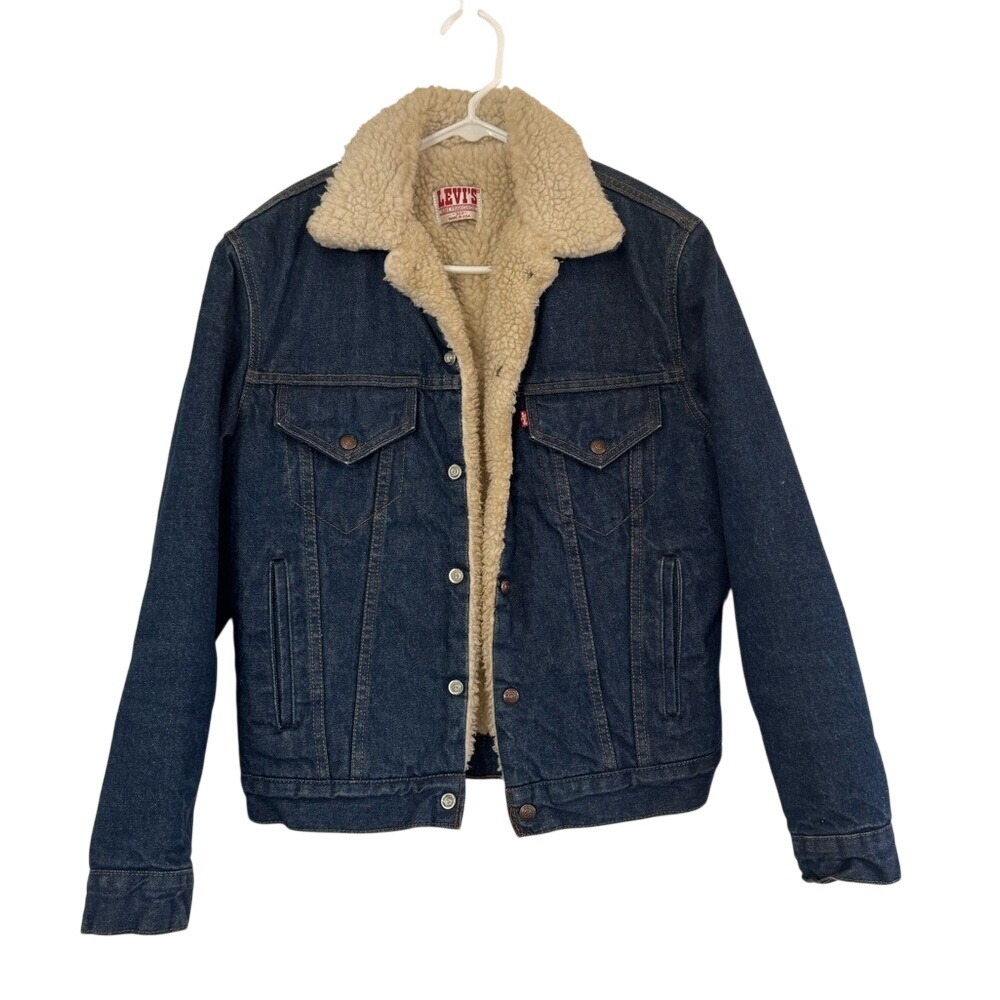Vintage Levi's Blue Denim‎ Trucker Sherpa Jacket Sz 36R